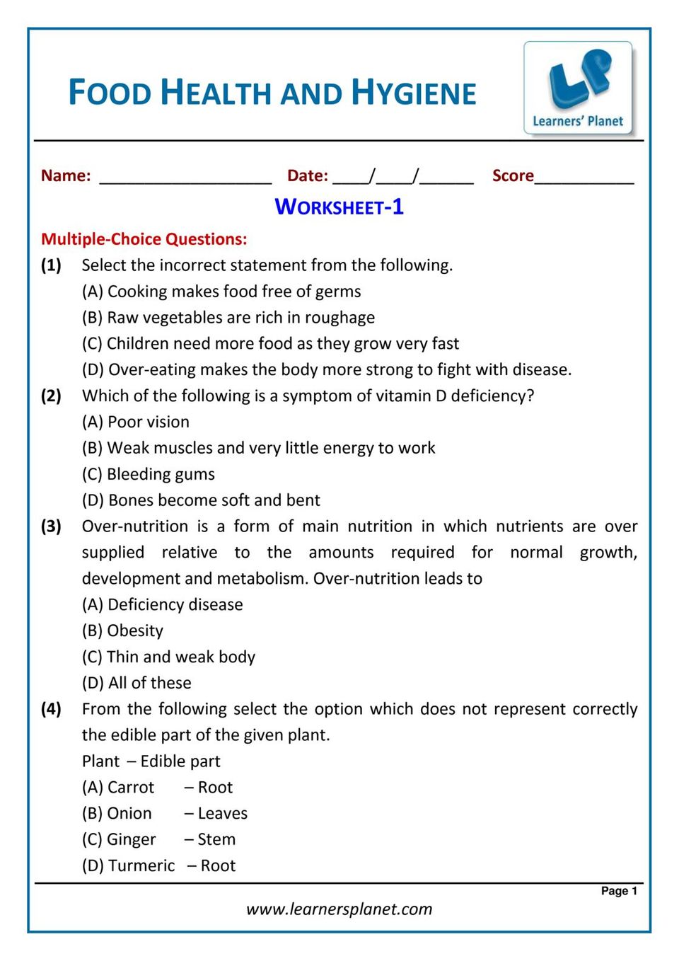 Grade 6 Science Olympiad Food Health And Hygiene Magazine Digital