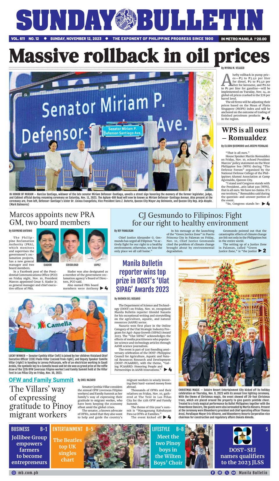 Manila Bulletin November 12, 2023 (Digital) - DiscountMags.ca